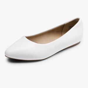 Women’s Dress Pointed Toe Flats Slip On Casual (White)